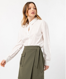 GEMO Chemise manches longues en broderie anglaise femme blanc chine