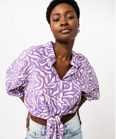 GEMO Chemise manches 34 fluide à nouer femme Imprimé