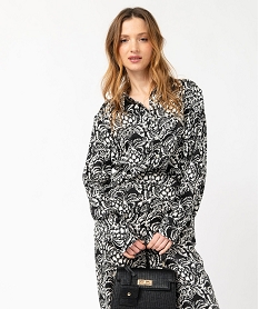 GEMO Chemise satinée coupe courte femme imprime floral
