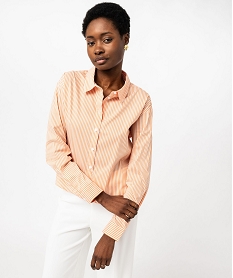 GEMO Chemise rayée à manches longues femme Orange