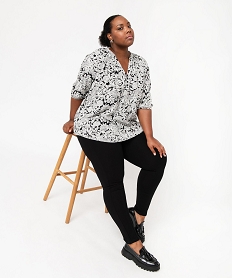 GEMO Blouse imprimée à manches 34 femme grande taille Blanc
