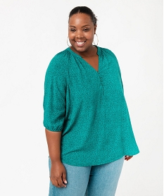 GEMO Blouse imprimée à manches 34 femme grande taille vert standard