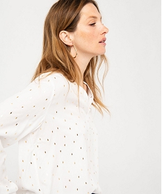 GEMO Blouse à manches longues à motifs pailletés femme blanc chine