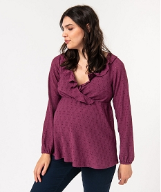 GEMO Blouse de grossesse en maille texturée et ajourée Rouge