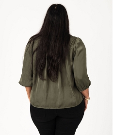 blouse satinee a manches 34 femme grande taille vert chemisiers et blousesJ751901_3