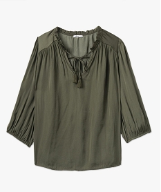 blouse satinee a manches 34 femme grande taille vert chemisiers et blousesJ751901_4