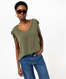 GEMO Blouse sans manches en viscose froissée femme kaki standard