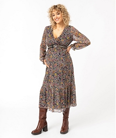 robe de grossesse a manches longues avec col cache-coeur multicoloreJ755101_1