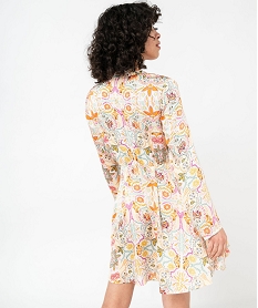 robe portefeuille a motifs fleuris femme orangeJ756601_3