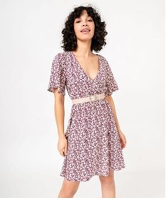 GEMO Robe à manches courtes à motifs fleuris femme Imprimé