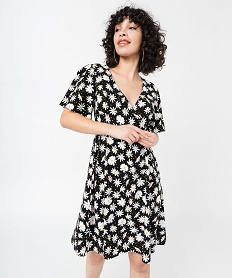 GEMO Robe à manches courtes à motifs fleuris femme Imprimé