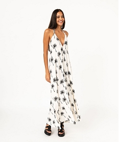 GEMO Robe longue à fines bretelles et dos nu femme Beige