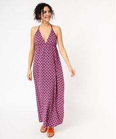 GEMO Robe longue à fines bretelles et dos nu femme Imprimé