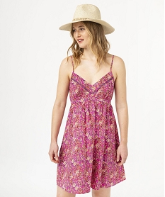 GEMO Robe courte imprimée à fines bretelles femme imprime floral