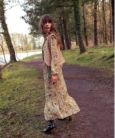 GEMO Robe longue en voile à motifs fleuris femme Imprimé