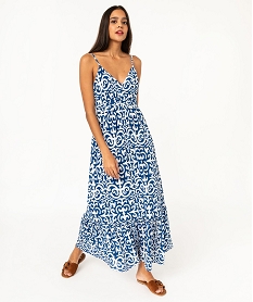 GEMO Robe imprimée à fines bretelles et taille empire femme Imprimé