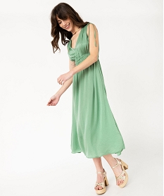 GEMO Robe longue sans manches taille empire et col V femme Violet