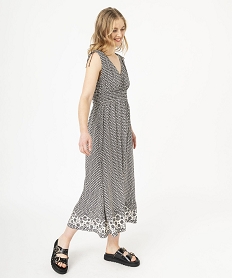GEMO Robe longue sans manches imprimée à col V femme Imprimé