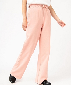 GEMO Pantalon en molleton coupe large et taille élastiquée femme rose standard