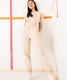 GEMO Pantalon de jogging en molleton femme blanc chine