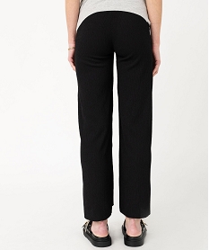 pantalon large en maille froissee a taille smockee femme noirJ763201_3