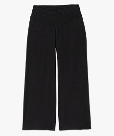 pantalon large en maille froissee a taille smockee femme noirJ763201_4