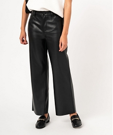 GEMO Pantacourt large en cuir imitation femme noir standard