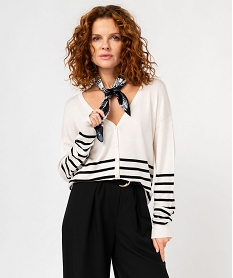 GEMO Gilet fin rayé à col V femme Imprimé