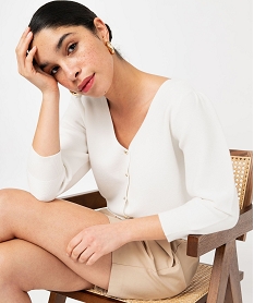 GEMO Gilet à manches bouffantes femme blanc chine