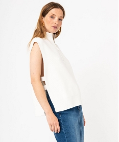 GEMO Pull sans manches avec col zippé femme blanc chine