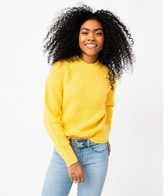 GEMO Pull en grosse maille à col rond femme Jaune