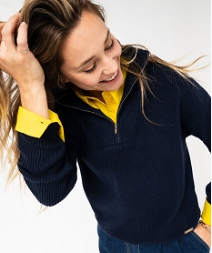 GEMO Pull camionneur à col zippé femme - LuluCastagnette bleu standard