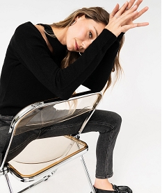 GEMO Pull à col rond avec découpe sur une épaule femme noir standard