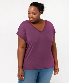 GEMO Tee-shirt à manches courtes à col V femme grande taille Rouge