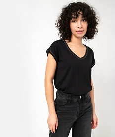 GEMO Tee-shirt à manches courtes avec finitions scintillantes femme noir standard