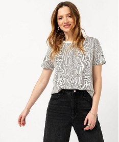 GEMO Tee-shirt manches courtes imprimé graphique femme Imprimé