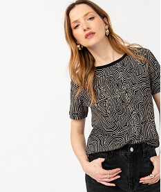 GEMO Tee-shirt manches courtes imprimé graphique femme Imprimé