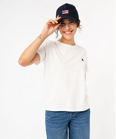 GEMO Tee-shirt à manches courtes avec logo brodé femme - LuluCastagnette blanc chine
