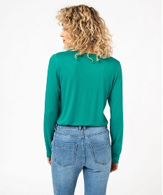 tee-shirt a manches longues avec col v scintillant femme vert t-shirts manches longuesJ785201_3
