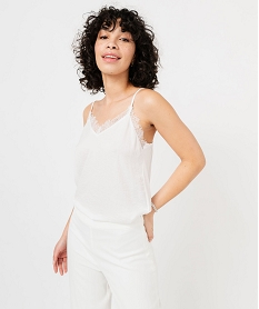 GEMO Débardeur à fines bretelles et dentelle femme blanc chine
