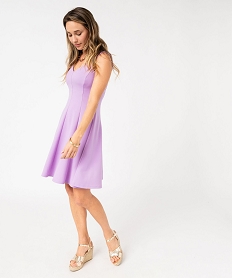 GEMO Robe avec col V et brides croisées dans le dos femme Violet