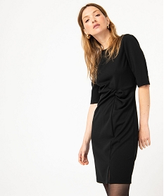 GEMO Robe à manches courtes avec effet noué femme noir standard