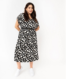 GEMO Robe en maille décolletée dans le dos femme grande taille imprime fleurs