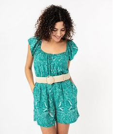GEMO Combishort manches courtes avec brides croisées dans le dos femme imprime cashmere