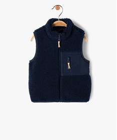 gilet sans manches en maille sherpa bebe garcon bleu sweatsJ802201_1