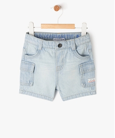 short en jean avec poches a rabat bebe garcon - lulucastagnette bleuJ803001_1