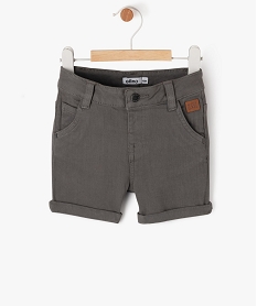 GEMO Short slim uni en toile extensible bébé garçon Gris