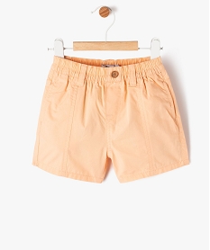 GEMO Short en toile de coton avec ceinture élastique bébé garçon Orange