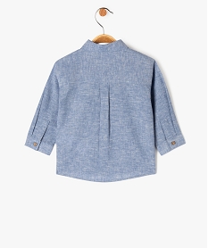 chemise manches longues en coton lin melanges bebe garcon bleu chemisesJ809201_3
