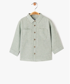 chemise manches longues en coton lin melanges bebe garcon vert chemisesJ809301_1